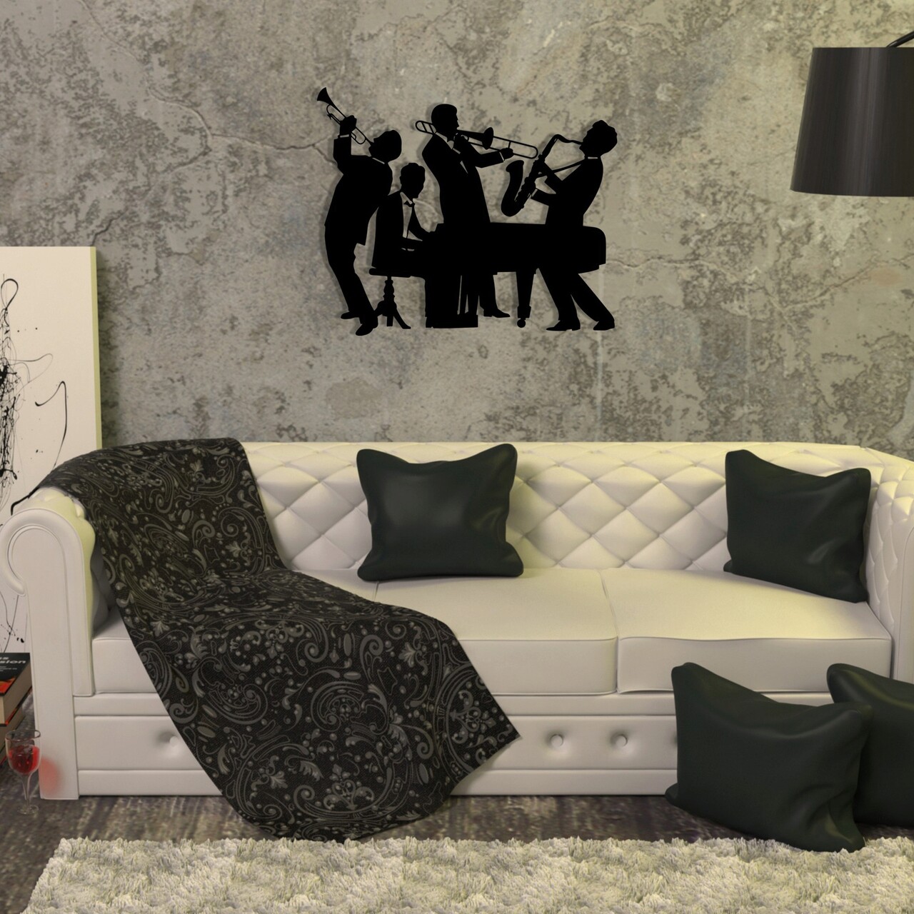 Decoratiune de perete, Titanic Jazz, metal, 52.5 x 43.5 cm, negru - imagine 7